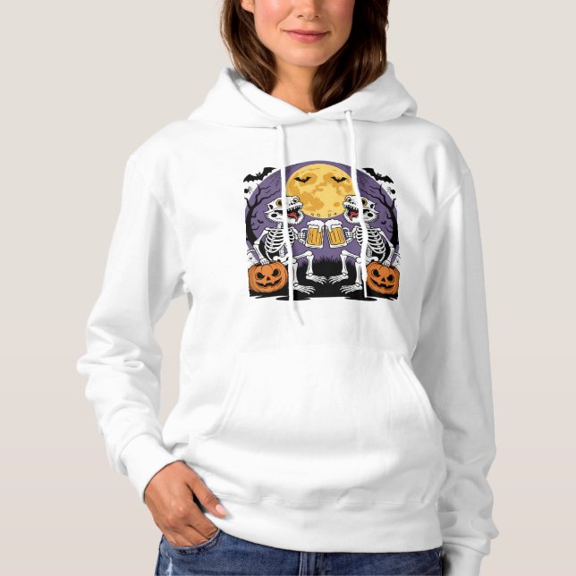 Skeleton Lizards Halloween Beer Cheers T Shirt (Framsida)