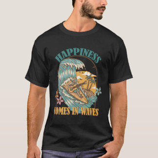 Skeleton lycka kommer i Vinkara sommarsurfing V T Shirt