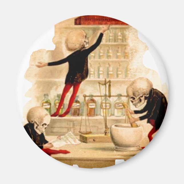 Skeleton Mad Scientists Skull Halloween fest Deco Magnet (Framsidan)