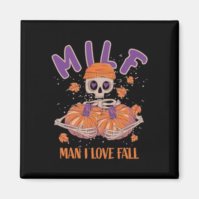Skeleton Man I Kärlek Fall Funny Skeleton Pumpkin  Magnet (Framsidan)