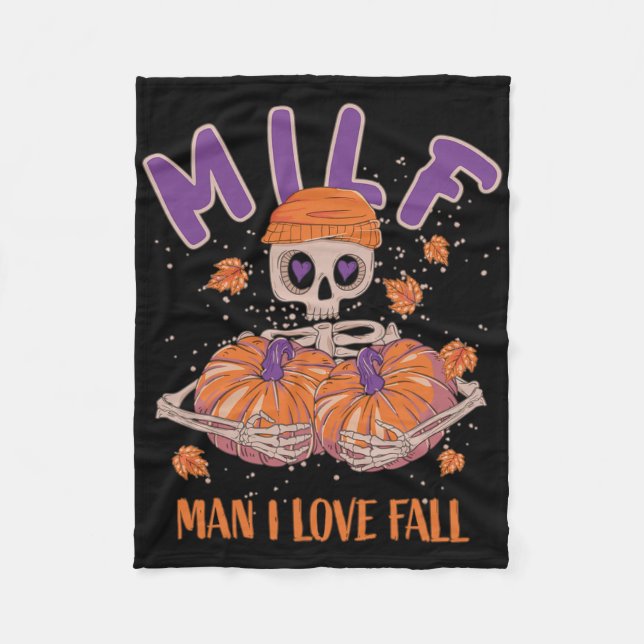 Skeleton Man I Kärlek Fall Roligt Skeleton Pumpkin Fleecefilt (Framsidan)