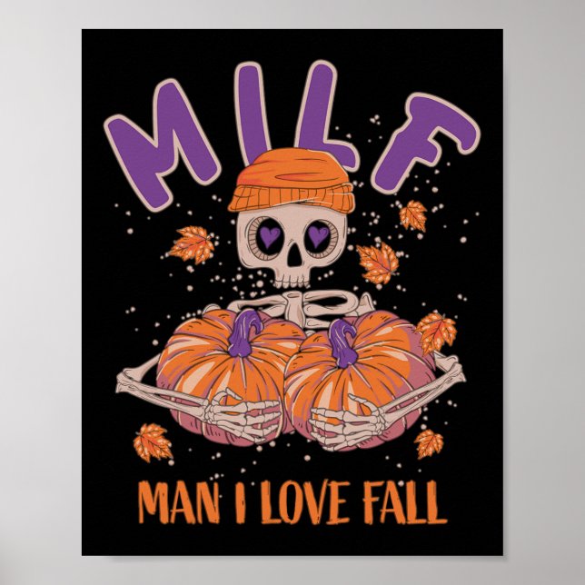 Skeleton Man I Kärlek Fall Roligt Skeleton Pumpkin Poster (Framsidan)