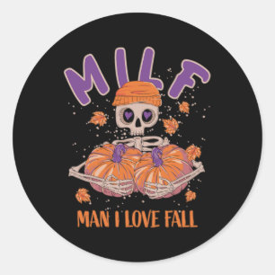 Skeleton Man I Kärlek Fall Roligt Skeleton Pumpkin Runt Klistermärke