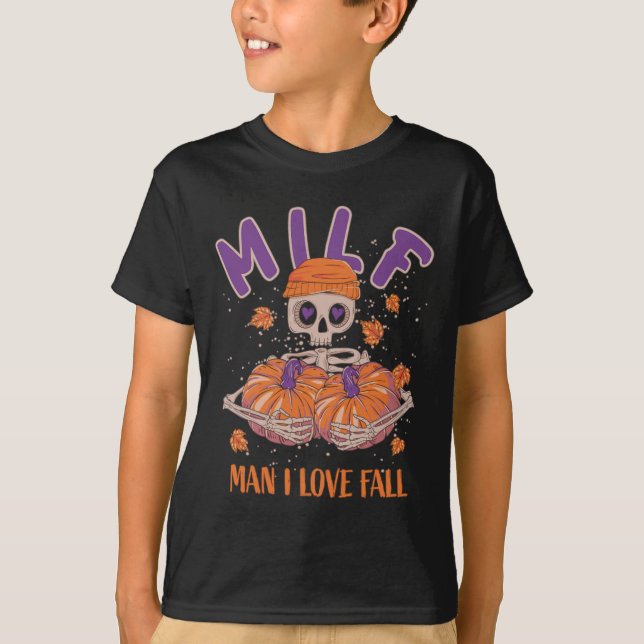 Skeleton Man I Kärlek Fall Roligt Skeleton Pumpkin T Shirt (Framsida)