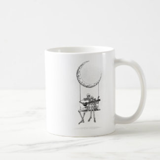 Skeleton Måne Band Tees - Rock and roll Consert Gr Kaffemugg