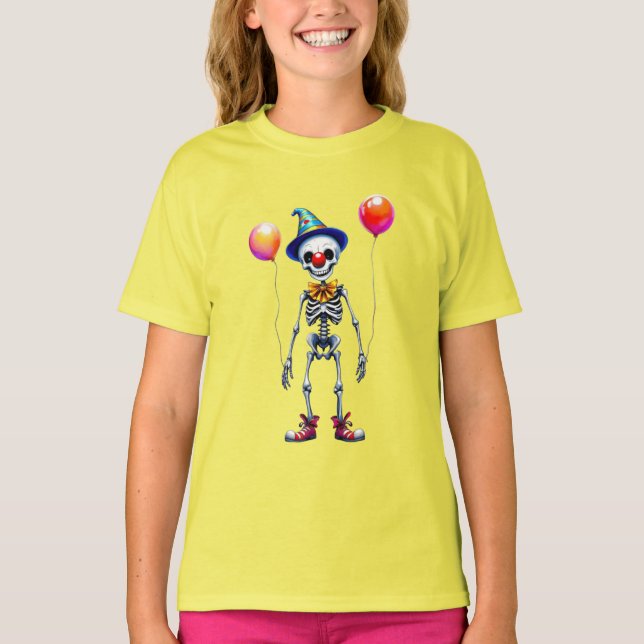 Skeleton med ballonger, Halloween, författare Nata T Shirt (Framsida)