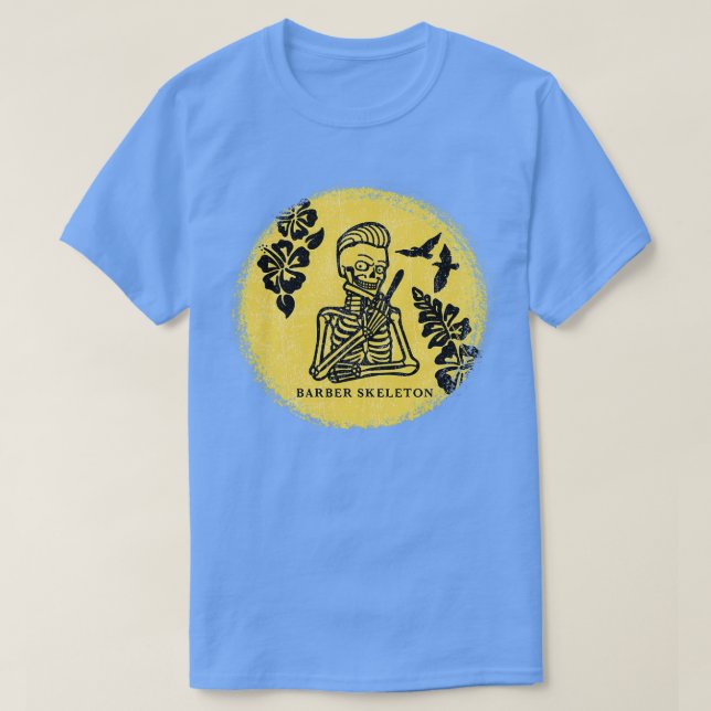 Skeleton med barber knivar t shirt (Design framsida)