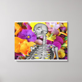 Skeleton med blommor canvastryck