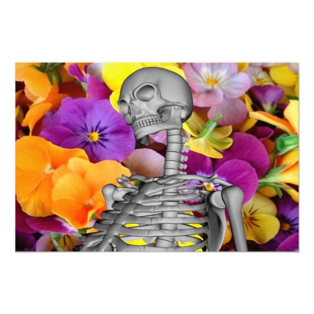 Skeleton med blommor fototryck (Framsidan)
