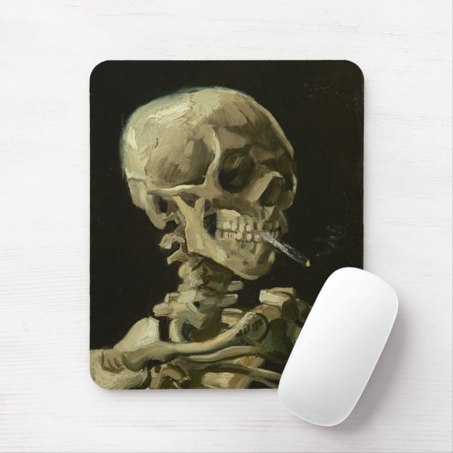 Skeleton med brännande cigarett | Van Gogh Musmatta (Med mus)