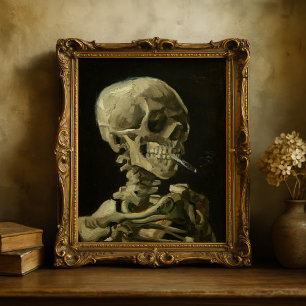 Skeleton med brännande cigarett   Van Gogh Poster