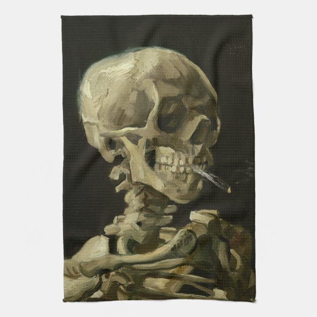 Skeleton med brinnande cigarett | Vincent van Gogh Kökshandduk (Vertikal)