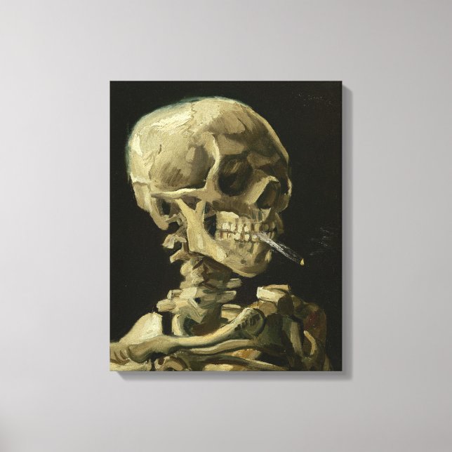 Skeleton med cigarett av Van Gogh Canvastryck (Framsida)