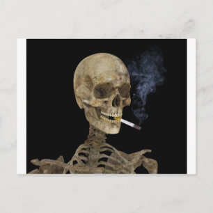 Skeleton med cigarett vykort
