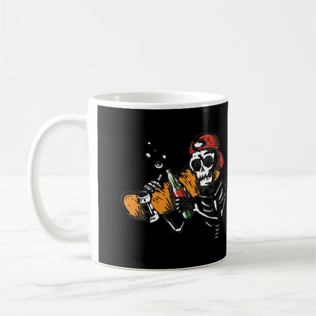 Skeleton med flaska på en kaffemugg (Vänster)