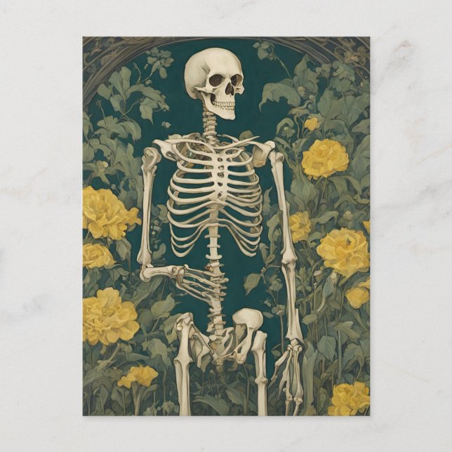 Skeleton med Gula blommor Vykort (Framsida)
