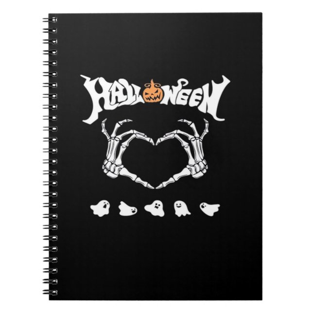Skeleton med, halloween-design anteckningsbok (Framsidan)