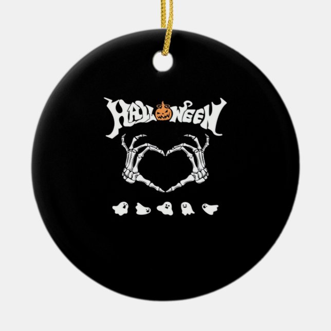 Skeleton med, halloween-design julgransprydnad keramik (Framsidan)