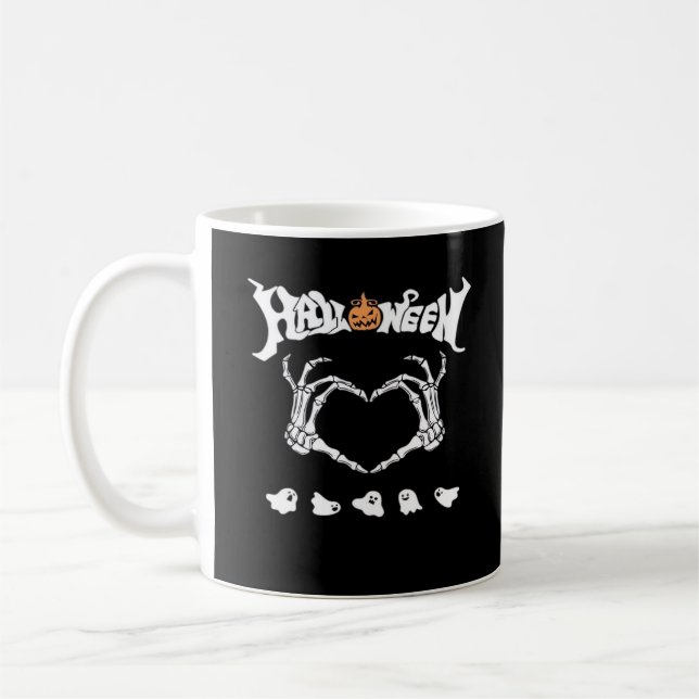 Skeleton med, halloween-design kaffemugg (Vänster)