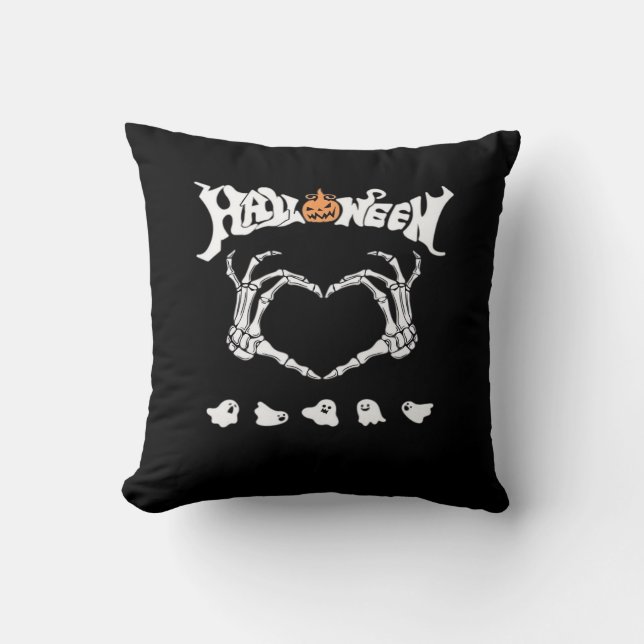 Skeleton med, halloween-design kudde (Framsida)