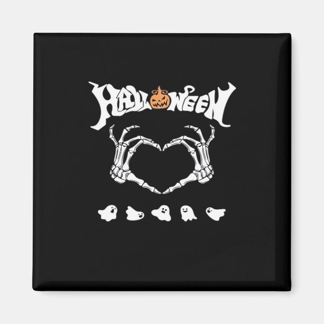 Skeleton med, halloween-design magnet (Framsidan)