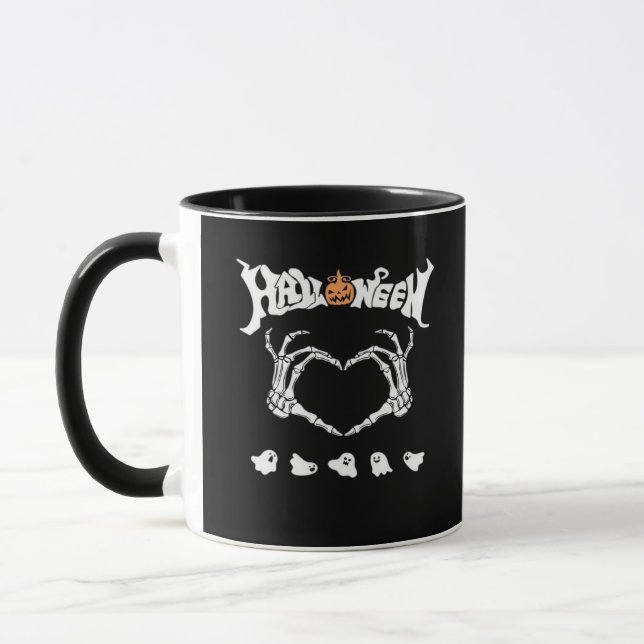 Skeleton med, halloween-design mugg (Vänster)