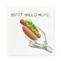 Skeleton med Hett Hund Halloween Pappra Napkins