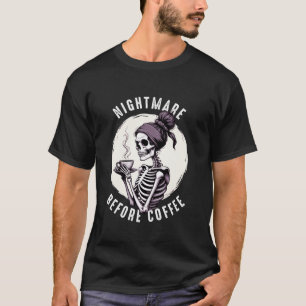 Skeleton med Hett kaffe Älskare Nightmare före Co T Shirt