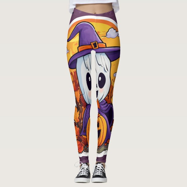 Skeleton med hög Tecknad Leggings (Framsida)