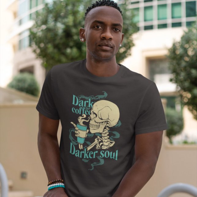 Skeleton med kaffe Kopp T Shirt (Skapare uppladdad)
