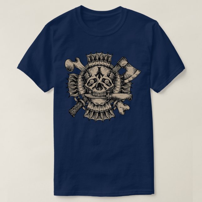 Skeleton med Knivar i gravningen T Shirt (Design framsida)