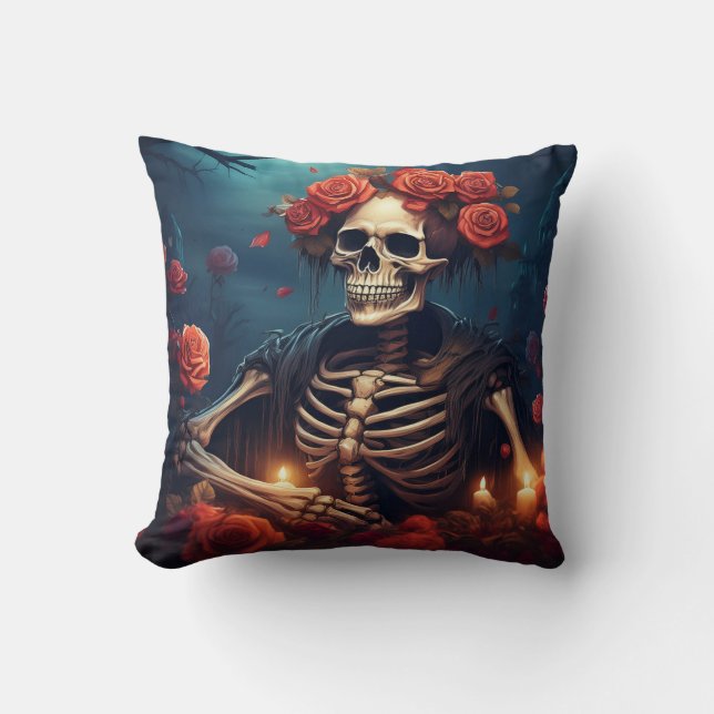 Skeleton med Krona i Ro Kudde (Framsida)