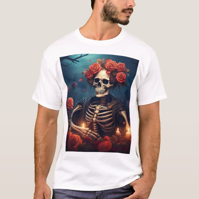 Skeleton med Krona i Ro T Shirt (Framsida)