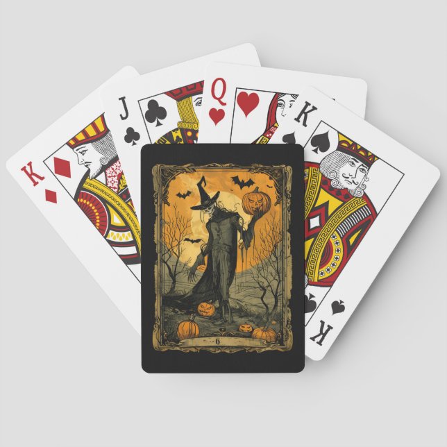 Skeleton med Ondpumpkin Tarot Card Casinokort (Baksidan)