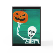 Skeleton med Pumpkin Halloween-gratulationskort