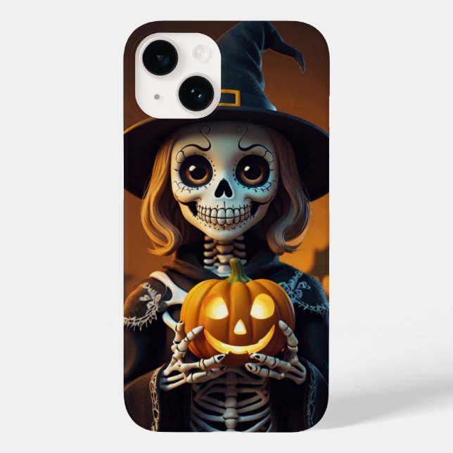 Skeleton med Pumpkin Halloween Tee (Baksida)