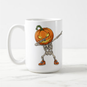 Skeleton med Pumpkin Head Dab Dance Halloween Kaffemugg