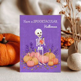Skeleton med Pumpkins Spooktacular Halloween Vykort