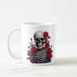 Skeleton med Röd ros Kaffemugg