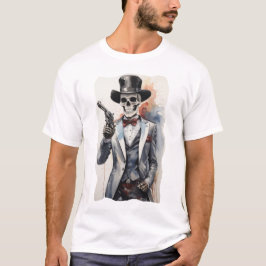 Skeleton med tuxedo-behållare t shirt