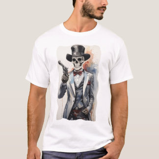 Skeleton med tuxedo-behållare t shirt