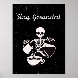 Skeleton med vintage för droppad kaffesvart poster