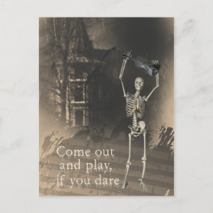 Skeleton med Violin Dares You to Kom Out & Play Vykort