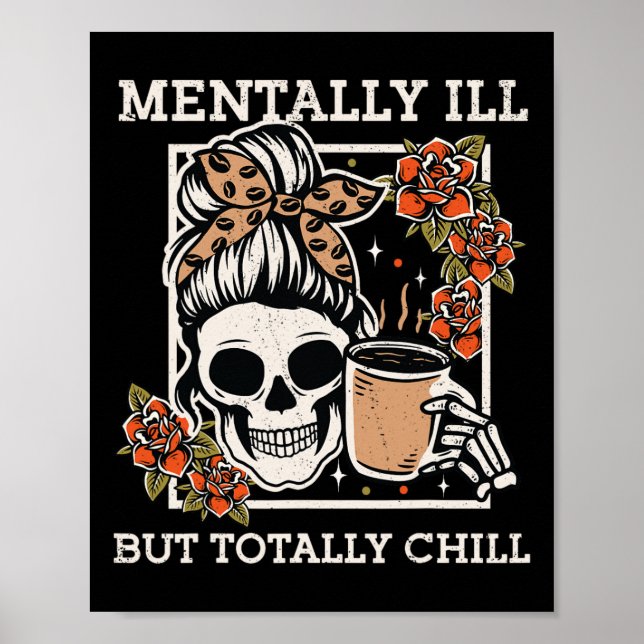 Skeleton Menter Ill, men totalt Chill Halloween Poster (Framsidan)