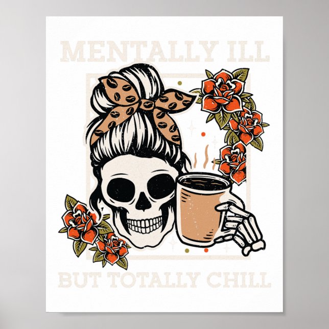 Skeleton Menter Ill, men totalt Chill Halloween Poster (Framsidan)