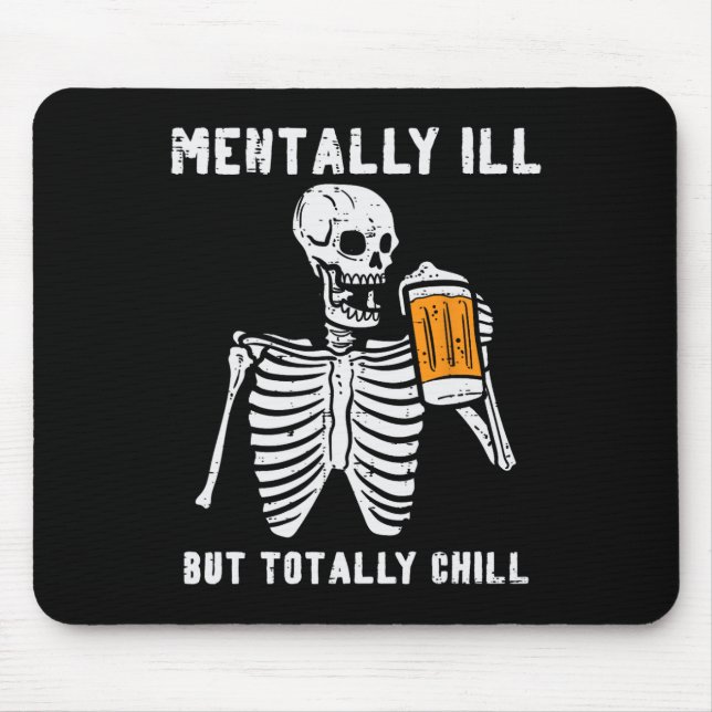Skeleton Menter Ill Totally Chill Roligt Retro Hal Musmatta (Framsidan)