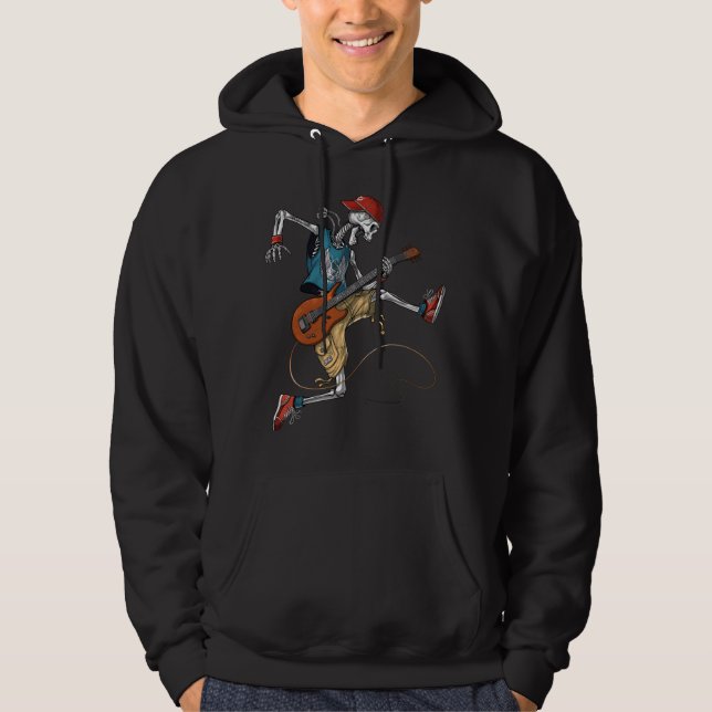 Skeleton Metall Guitarist Hoodie (Framsida)