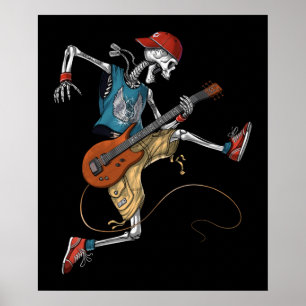 Skeleton Metall Guitarist Poster