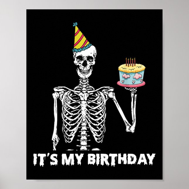 Skeleton Min Födelsedagsfest Happy halloween Bi Poster (Framsidan)