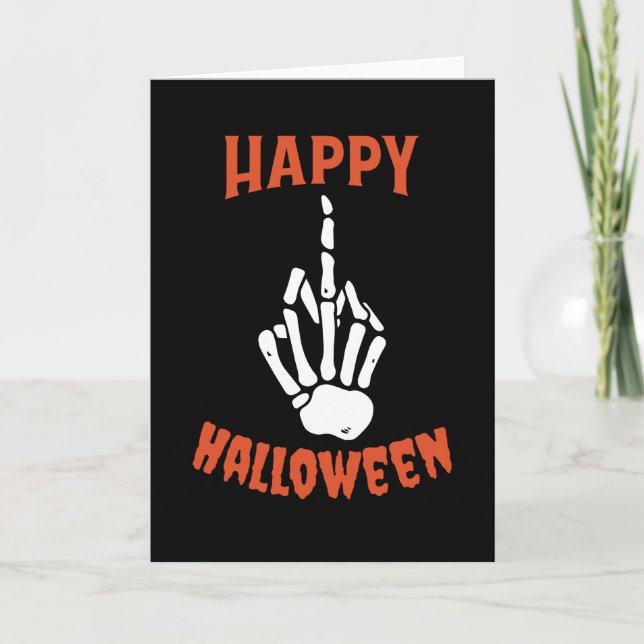 Skeleton Mitten Finger Happy halloween Kort (Framsida)